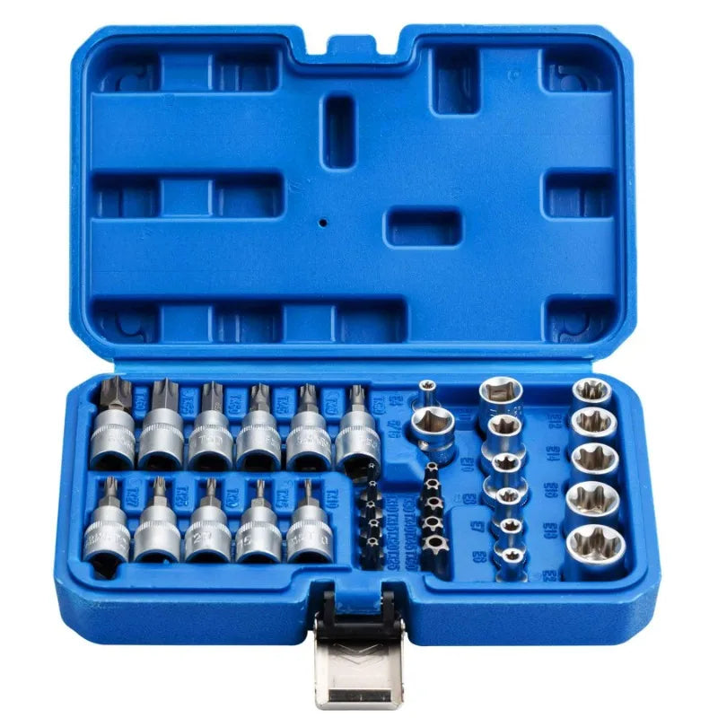 Drive Male Female E-torx Security Bits Handheld Tool Auto Repair Tool 34pcs Torx Bit Socket and E-Torx Star Socket Set