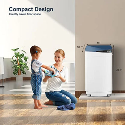 Portable washing machine for apartments, camping, RVs, dorms: 7.7lbs capacity, compact full-automatic washer-spin combo, blue,
