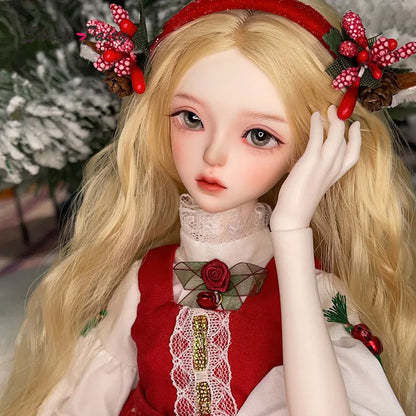 Celia Ball Jointed Doll 1/4 Christmas Fullset Ball Jointed Dolls for Red Dress Party Gift Toys Collection Shugafairy