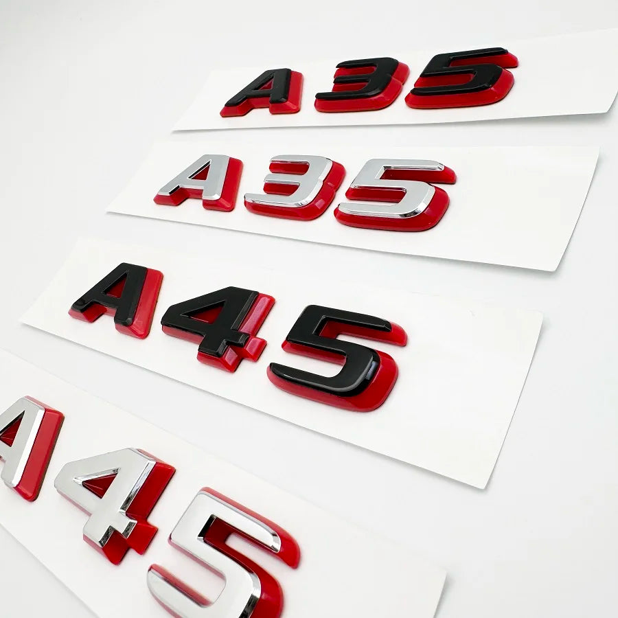 2024 New style Two tone Letters A35 A45 A45S Turbo 4matic Emblem for W177 W176 Car Fender Trunk Rear Logo Sticker
