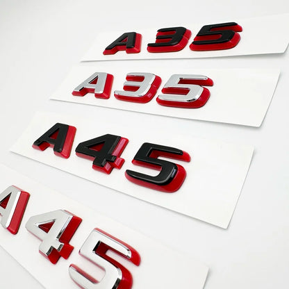 2024 New style Two tone Letters A35 A45 A45S Turbo 4matic Emblem for W177 W176 Car Fender Trunk Rear Logo Sticker