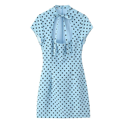 Elegant Short Sleeve Square Collar  Knot Decorated Dress ZA2026 New Summer Women's Fashion Company Annual Meeting