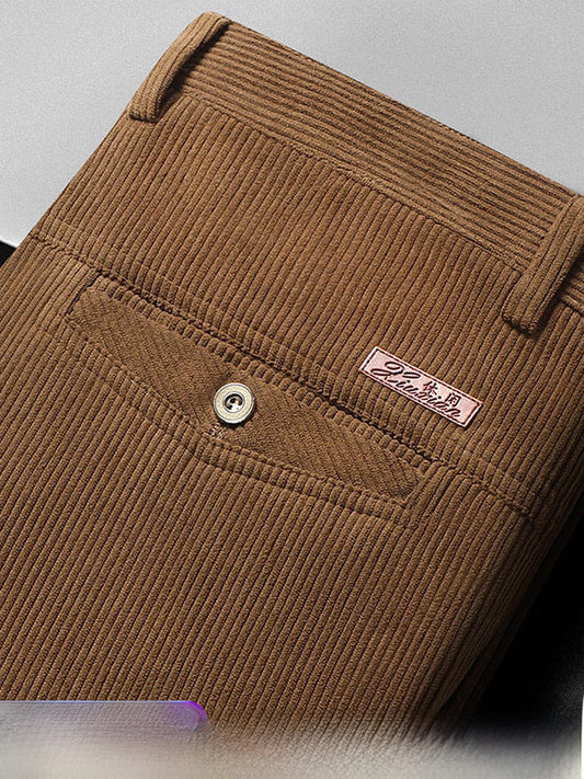 Corduroy Men's Straight Leg Warm Winter Pants Loose Fit Casual Trousers Comfortable Autumn Winter Fashion Trend Brand