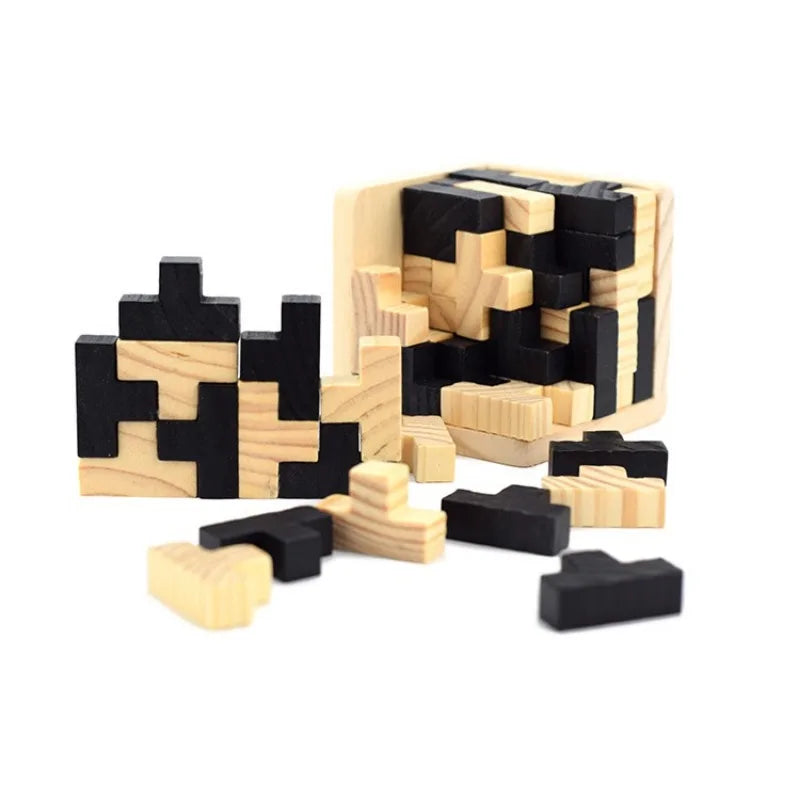 3D Cube Puzzle Luban Interlocking Creative Educational Wooden Toy Brain IQ Mind Early Learning Game Gift For Children Letter 54