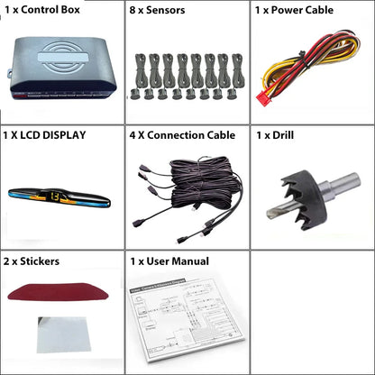 6 Or 8 Sensor Parking Kit LED Display Safe Protection Clear Alert Vehicle Reversing Assistance System