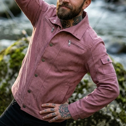 Biker Style Denim Jacket Men's Zipper Men's Jacket Outdoor Fishing Wear Street Fashion Men's Denim Top