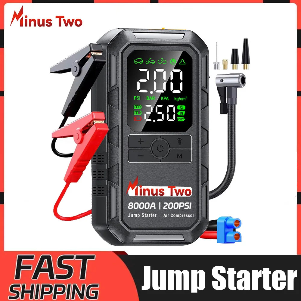 4 In 1 4000A Portable Jump Starter Power Bank 200PSI Air Pump Booster Car Battery 12V Car Battery Starter Powerbank