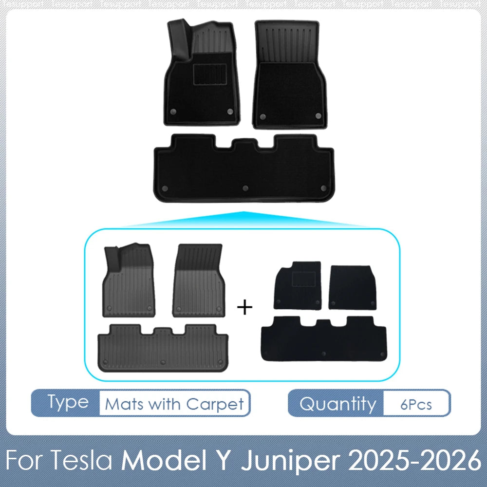 For Tesla Model Y Juniper 2026 Accessories TPE Floor Mats Cargo Liner Waterproof Trunk Mat for Tesla Model Y Juniper Accessories