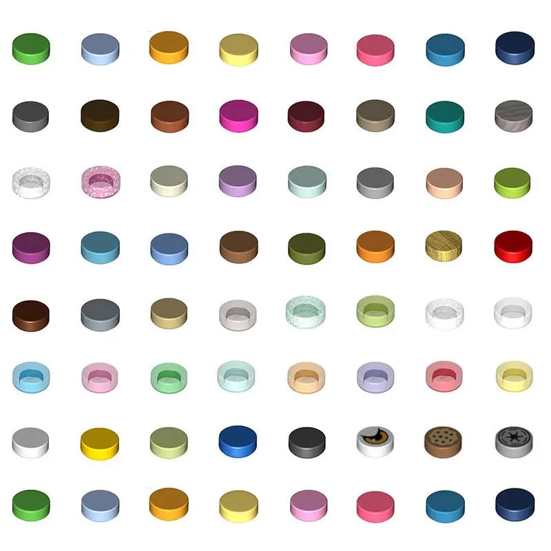900pcs 52 Colors City Building Blocks Flat Tile 1x1 Round Bricks DIY Enlighten Blocks Parts 98138 Blocks for Children Boys Girls