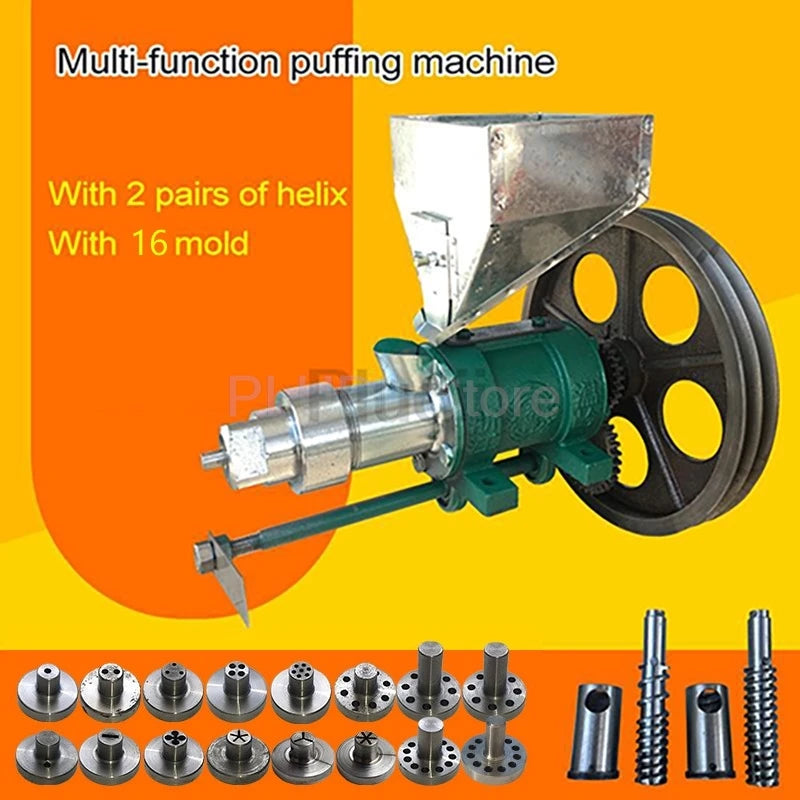 16 Use Snack Extruder 25Kg/h Rice Corn Food Extrude Puffing Machine Twisted Hollow Stick Solid Crispy Popper Bulking Machine