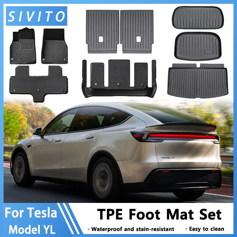 Foot Pad For Tesla Model YL Launch 2026 LHD Floor Mats Trunk Mat Back Cushion Anti-fouling Wear-resistant  Model YL Foot Pad Set