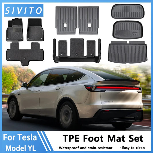 Foot Pad For Tesla Model YL Launch 2026 LHD Floor Mats Trunk Mat Back Cushion Anti-fouling Wear-resistant  Model YL Foot Pad Set