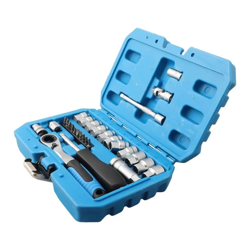 29PCS Ratchet Socket Wrench Kit Car Repair Tool Set 12Point Torque Wrench Combo Automotive Maintenance Tools