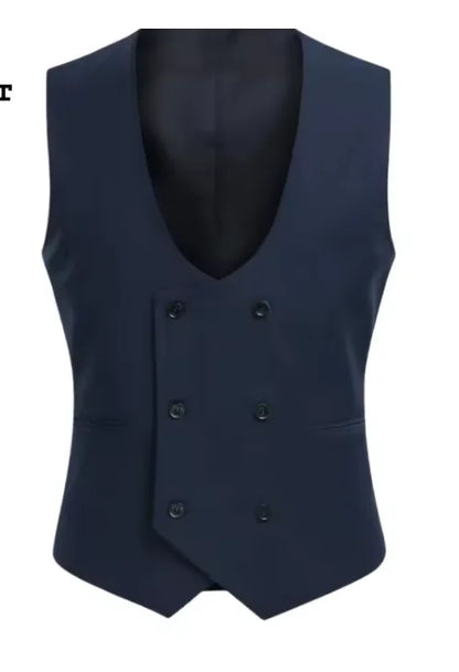 CustomizedMen's Elegant Loden Vest - Traditional Sleeveless Gilet w/ Brocade Pocket Square | Anthracite Grey Wedding Waistcoat,