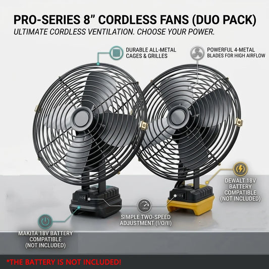 Camping Fan 8In Outdoor Fishing Wireless Desktop Portable Metal Fan Strong Wind Fan For Makita/Dewalt 18V BatteryPin