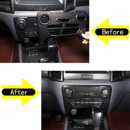 ABS Carbon Fiber For Ford Ranger Wildtrak 2015-2021 Car Center Control Shift Panel Steering Wheel Glass Lift Frame Sticker