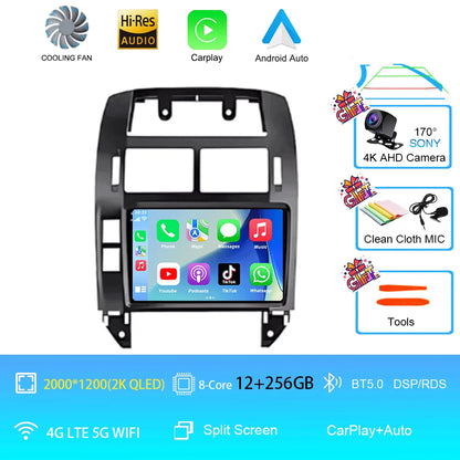 For Volkswagen VW Polo MK4 6Q 9N 9N3 2004- 2009 Car Radio Android 16 Auto Multimedia Video Player GPS Carplay QLED Screen Stereo