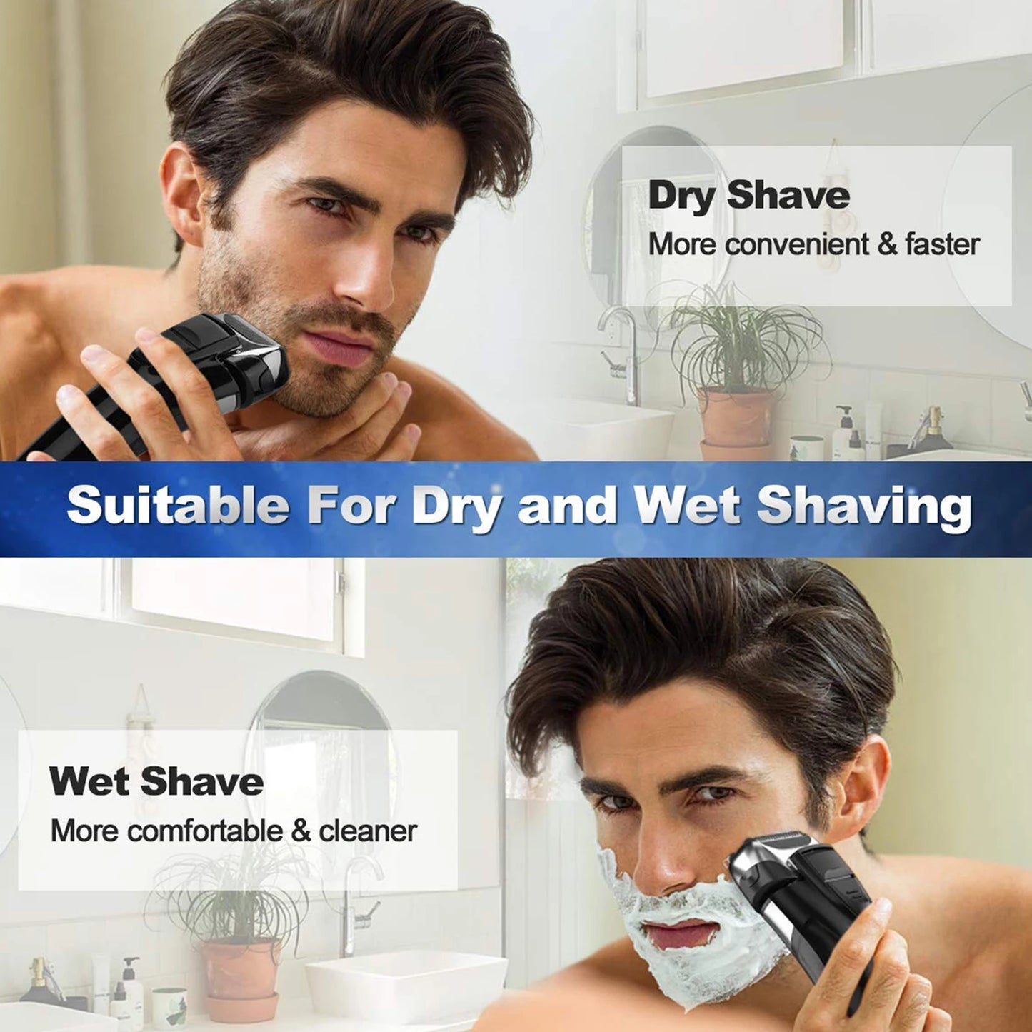 Pop-Up Trimmer Electric Shaver Stainless Steel Shaving Machine Men's 3D Triple Floating Blade Razor Shaver Barber Trimmer FK-605