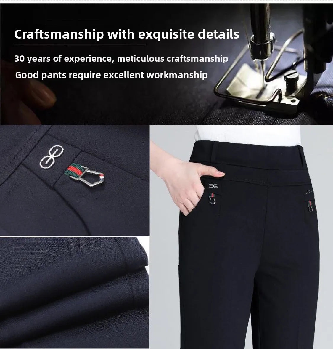 High Waist Fleece Lined Slimming Pants for Middle-Aged And Elderly Women Casual Long Pants Straight Leg Elastic Ankle Pants