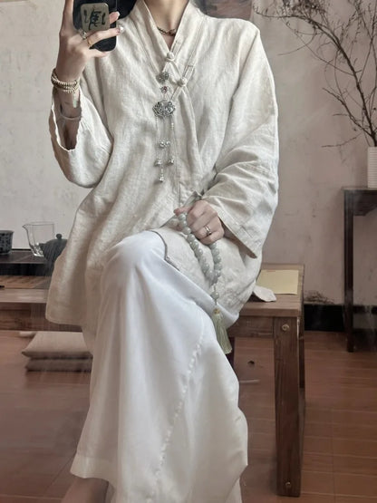 Autumn Fashion Woman Blouse 2024 Lace-up Vintage Blusa Mujer Long Sleeve Korean Women's Shirts Cotton Linen Solid Casual Camisas