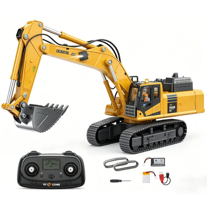 JIKEFUN 1/50 YG970 636 T14R RC Excavator Loader Dump Truck Remote Control Alloy Simulation Engineering Vehicle Model Toy