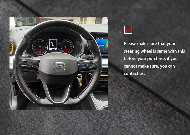 Nappa Leather Hand Stitched Steering Wheel Cover for Seat Leon Ibiza Fr Seat Fr Sport Cupra Ateca 2021-2023 Year for Seat Arona