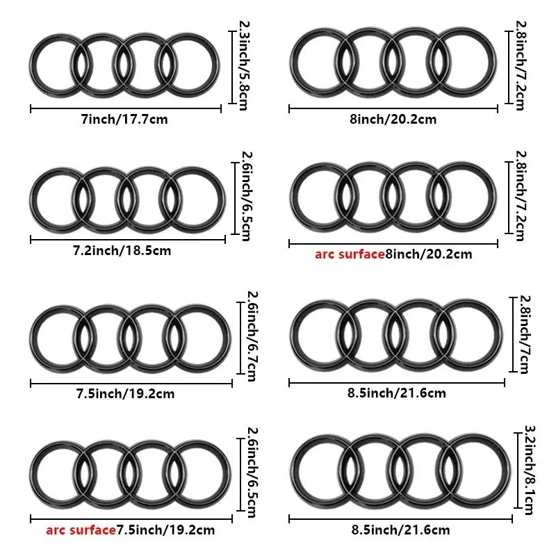 4 Rings ABS Car Front Hood Emblem Bonnet Rear Logo For Audi A3 A4 B8 8P A6 C7 A5 Q5 B7 B6 B9 SLINE QUTTRO RS Q3 Q7 S3 S4 S5 S6