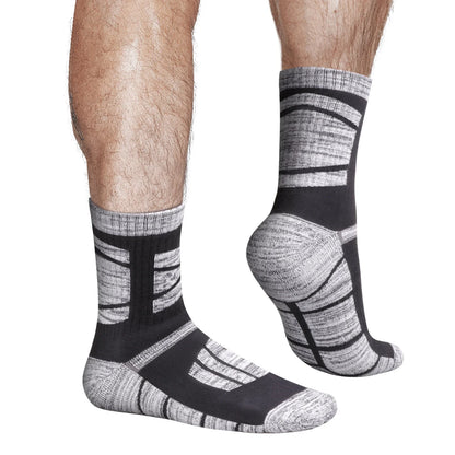 YUEDGE Men's Outdoor Recreation Hiking Socks, Moisture Wicking Cotton Padded Work Boot Socks for Men, 5 Pairs/Pack
