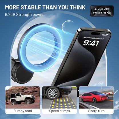 Magnetic Cup Holder Phone Mount, Compatible with MagSafe, 4.1" Base Adjustable Height Car Cup Holder Secure Fit for Car or SUV