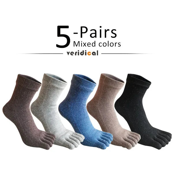 1/5 Pairs Wool Toe Short Socks Winter Man Soft Elastic Endurable Business Sweat-Absorbing Thick Thermal Warm 5 Finger Socks