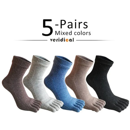 1/5 Pairs Wool Toe Short Socks Winter Man Soft Elastic Endurable Business Sweat-Absorbing Thick Thermal Warm 5 Finger Socks