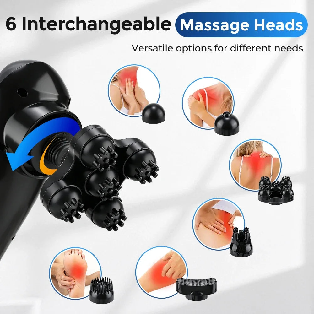 Corded Handheld Massager Full Body Deep Tissue Muscle Relaxation 12 Modes 6 Head Massage Stick Cervical Massager Neck Shoulder