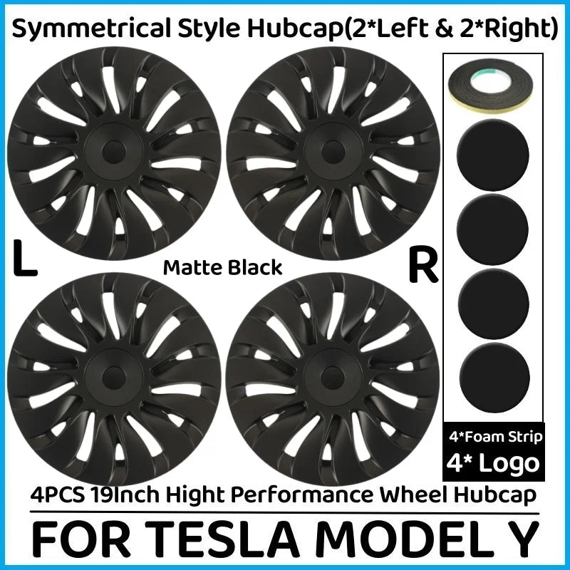 4PCS 19 Inch Hub Cap for Tesla Model Y 2024  Performance Replacement Wheel Hubcap Right&Left Wheel Cap Full Rim Cover Accessorie