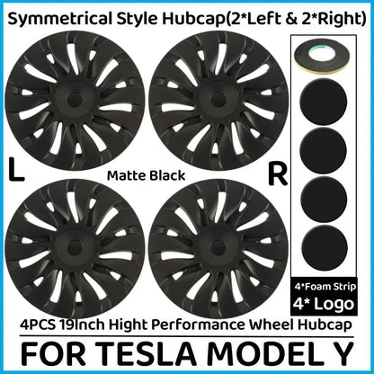 4PCS 19 Inch Hub Cap for Tesla Model Y 2024  Performance Replacement Wheel Hubcap Right&Left Wheel Cap Full Rim Cover Accessorie