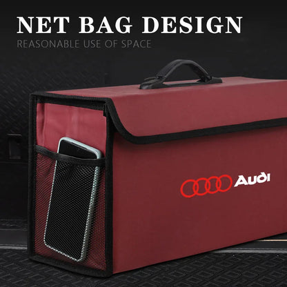 Car Trunk Collapsible Leather Tidying Stowing Box Accessories For Audi Sline A1 A3 A4 A5 A6 A7 A8 B8 B9 B6 C6 Q2 Q3 Q5 Q7 Q8 TT
