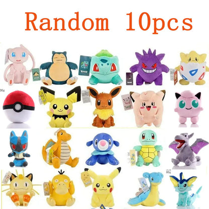10pcs Pokemon Official Plush Toy - Charmander, Squirtle, Pikachu Plush, Bulbasaur Stuffed Animal Toy, Pokemon Doll Birthday Gift