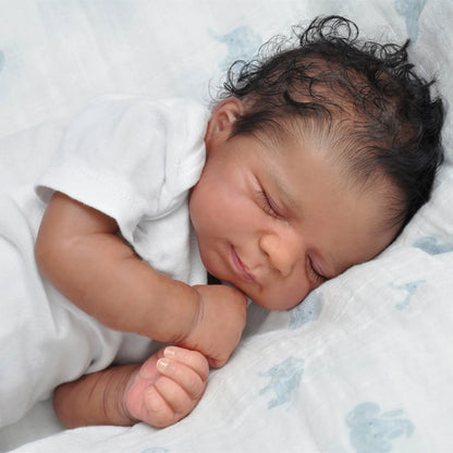 48 CM Soft Touch Silicone Asleep Reborn Baby Doll Toy For Girl Lifelike Black Skin Doll Kid Birthday Gift