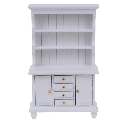 1PC Vintage Miniature Furniture 1:12 Dollhouse Wood Table Multifunction Cabinet Bookcase Model Toy Cupboard Dolls Accessories