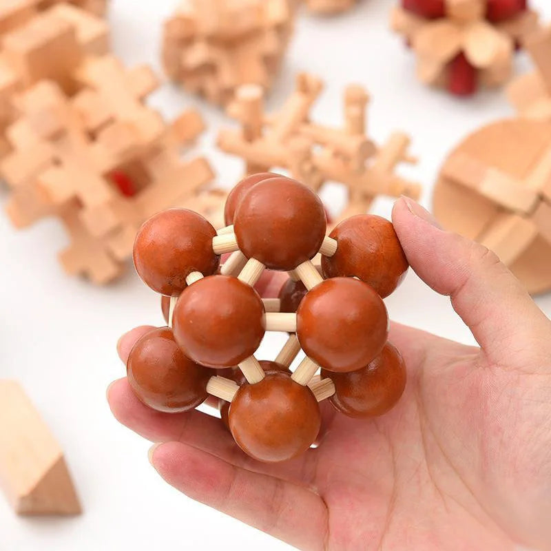 6PCS Set Wooden Brain Teaser Puzzle Cube Educational Toys for Kids And Adults Assembly & Disentanglement Puzzles IQ Challenge