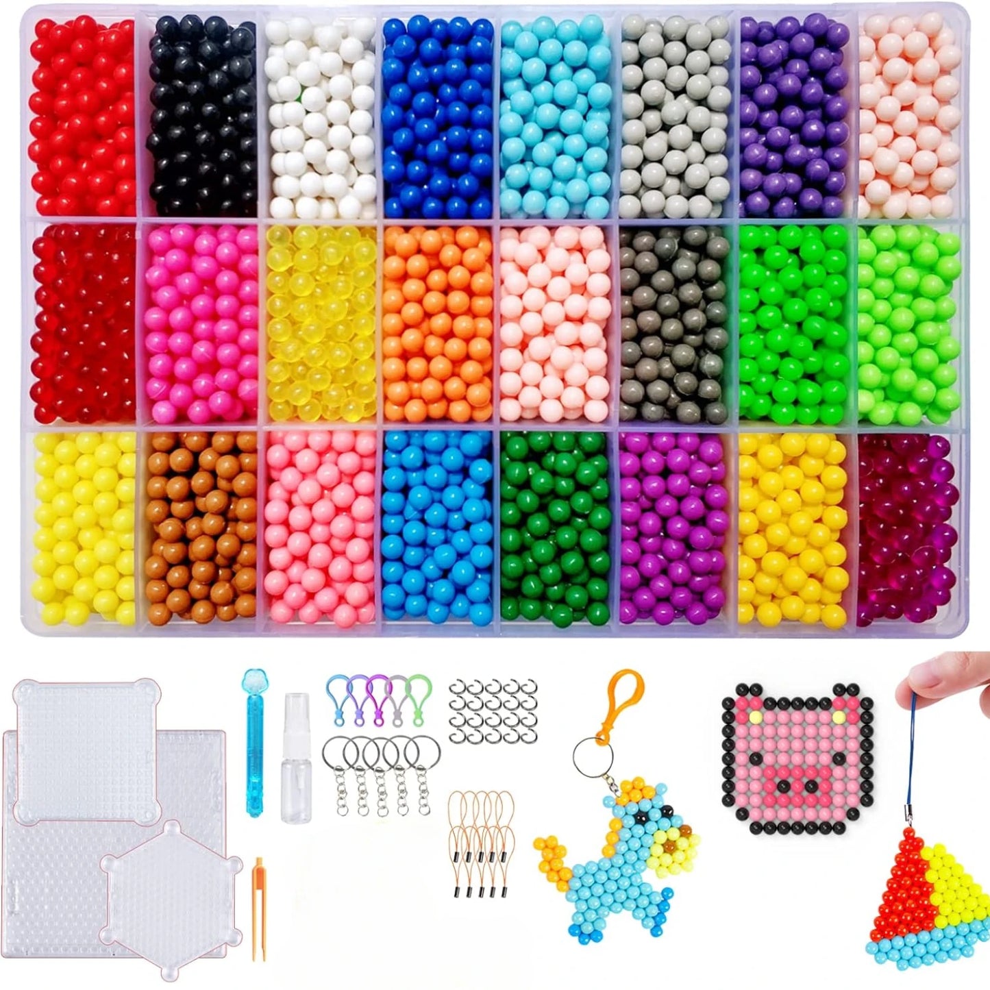 Non-Iron Magic Fuse Beads Kit 5mm 24 Colors 6000 Beads Creative Refill Set DIY Art Crafts Toys for Kids Beginners Craft Kit