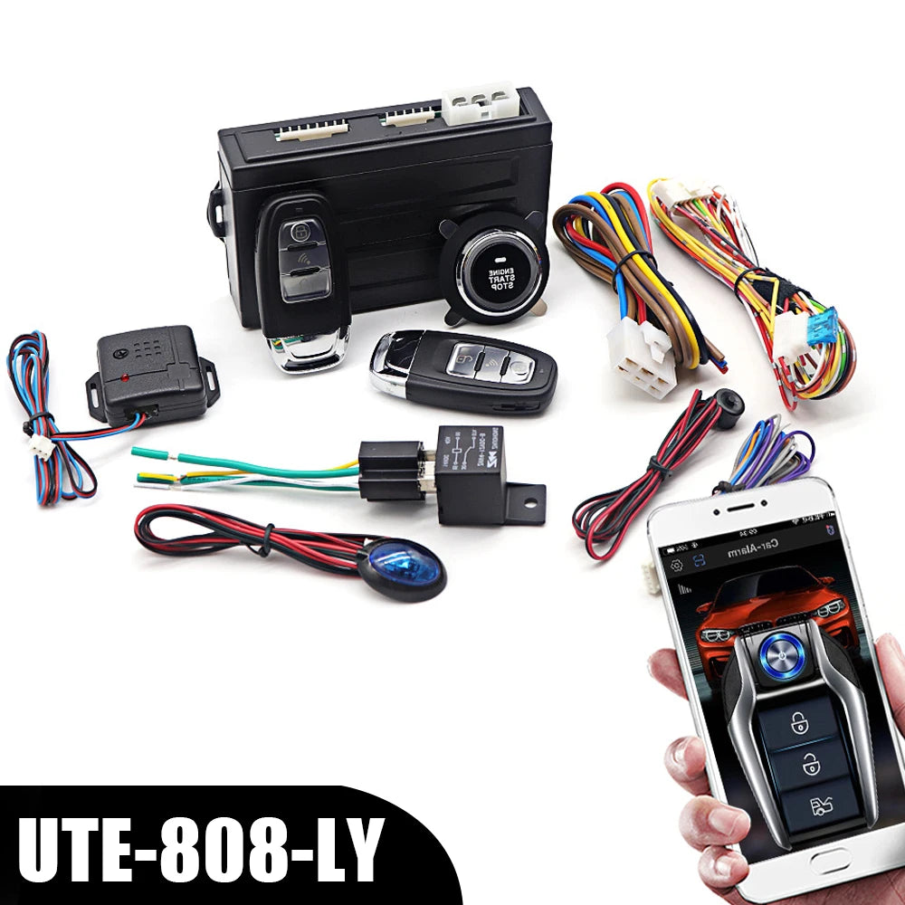 Car Smart Key Starter Alarm Bluetooth Autostart Set Auto Start Stop Push Button Keyless Entry System Skit Automotive Accessories