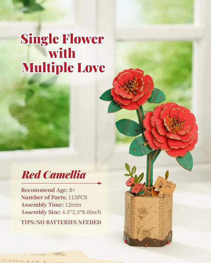 ROKR 3D Wooden Puzzle Flowers Bouquet Wooden Bloom Craft Model Kits Eternal Flowers Romantic Gift for Birthday Mother's Day