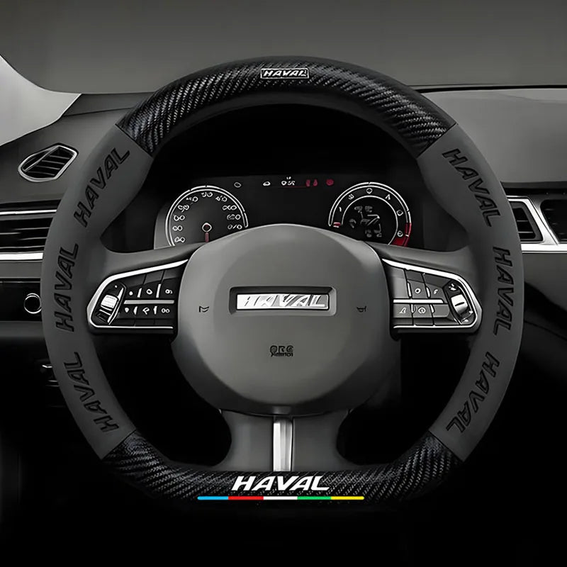 38cm Suede Leather Car Steering Wheel Cover for Haval H1 H2 H3 H4 H5 F7X H6 H7 H9 GMW M4 M6 F7 F50 C50 2011-2023 Jolion