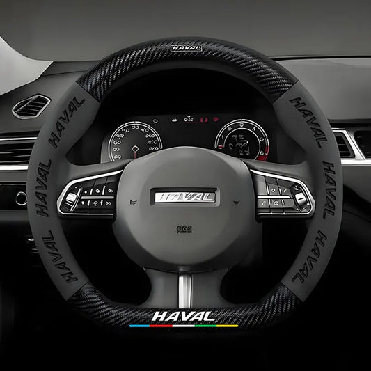 38cm Suede Leather Car Steering Wheel Cover for Haval H1 H2 H3 H4 H5 F7X H6 H7 H9 GMW M4 M6 F7 F50 C50 2011-2023 Jolion