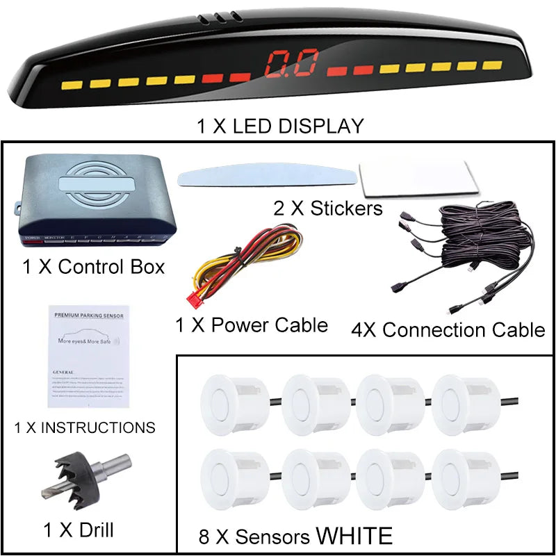 22mm Smart Parking Sensor 12V Universal Car Safety Assistant Visual Audible Alert Easy Install for Safe Driving