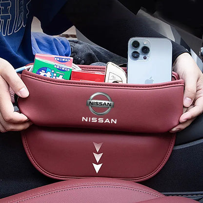 Car Organizer Box Leather Crevice Gap Storage Bag For Nissan 350z 370z altima Armada Frontier Kicks Leaf nismo pulsar Qashqai