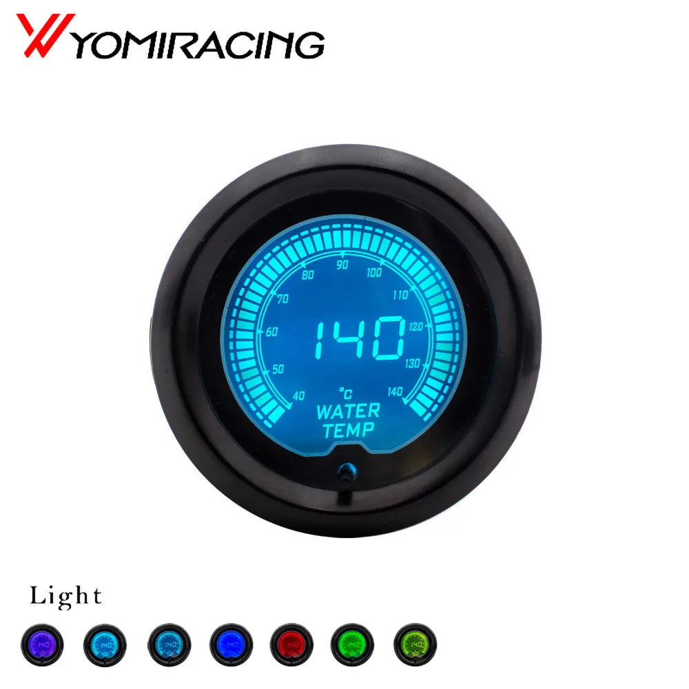 Brand New 2" 52mm EVO 7 Colors LCD Water temp gauge 40-140 Celsius Water temperature meter With Sensor
