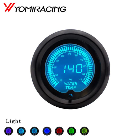 Brand New 2" 52mm EVO 7 Colors LCD Water temp gauge 40-140 Celsius Water temperature meter With Sensor