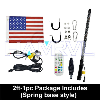 1/2 PCS 2/3/4FT LED Whip Lights RGB Waterproof Multi-Color Flagpole Lamp Bowlight for Offroad Sand Rails Buggies SxS ATV/UTV RZR