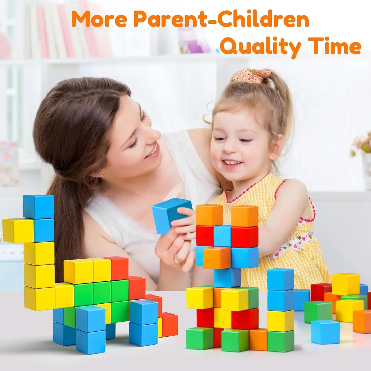 Magnetic Building Blocks Large, Magnetic Stacking Cubes for Toddlers Sensory & Montessori Toys for Boys & Girls 1 2 3 Years Old